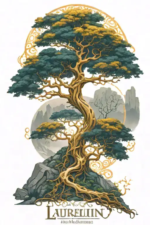laurelin, the golden tree of valinor, tolkien tattoo design idea