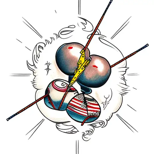 a slingshot shooting meatballs tattoo design idea