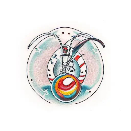 a slingshot shooting meatballs tattoo design idea