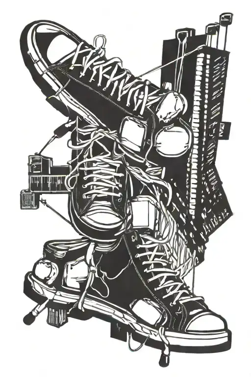skyscraper shoes hung tattoo design idea