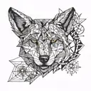 Wolf and compass design tattoo design idea