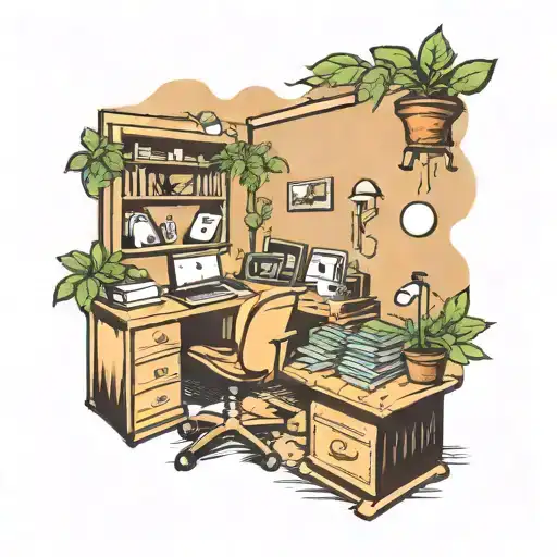 A tattoo of a perfectly organized and clean room, symbolizing your love for cleaning and organizing, with hidden weed leaves subtly incorporated throughout the design tattoo design idea