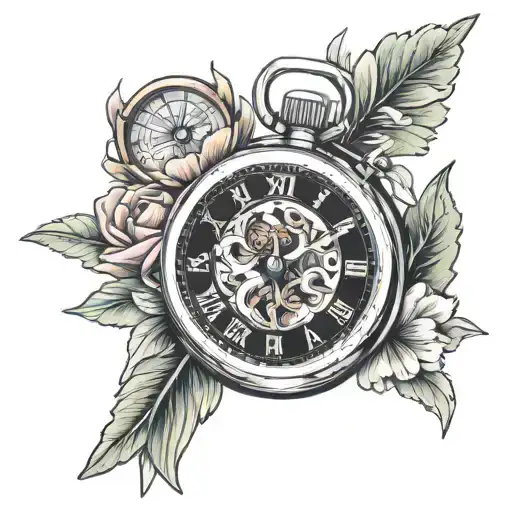 stopwatch angel wing carnation winter snowdrop tattoo design idea
