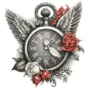 stopwatch angel wing carnation winter snowdrop tattoo design idea