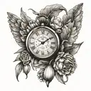 stopwatch angel wing carnation winter snowdrop tattoo design idea