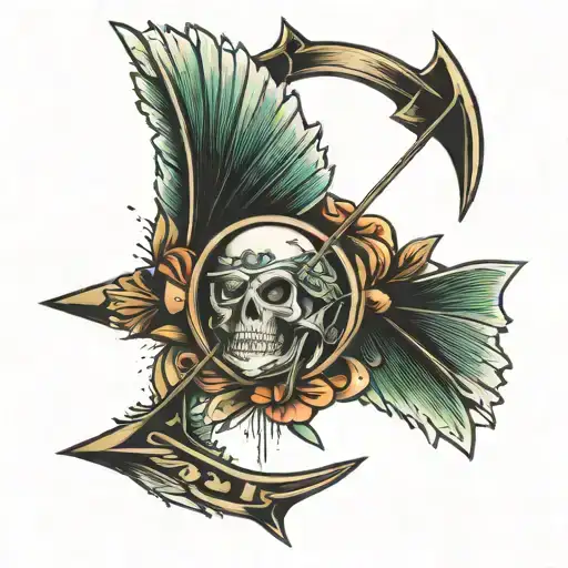 arrow flying from bow tattoo design idea