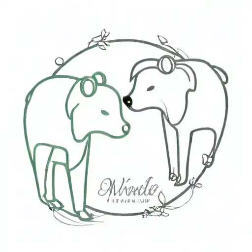 Nombres Winnie & Wanda, lineal, minimalista tattoo design idea