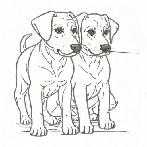 Huella de perro lineal con Nombres Winnie & Wanda tattoo design idea