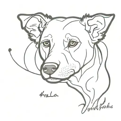Huella de perro lineal con texto Winnie & Wanda tattoo design idea