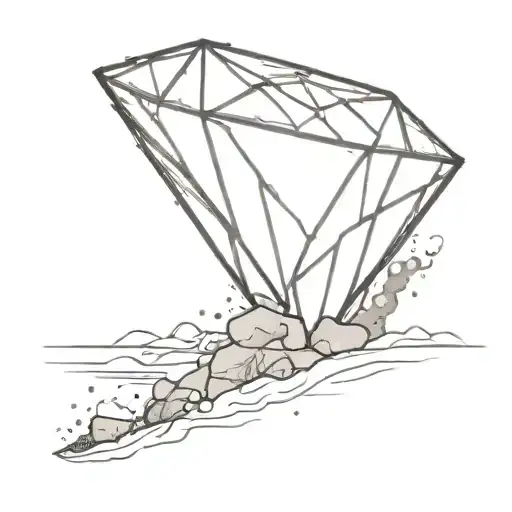 A diamond laying into the ground full of dirt  tattoo design idea