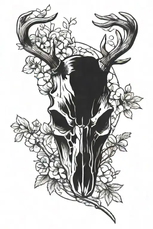 deer skull, archery, smallmouth bass tattoo design idea