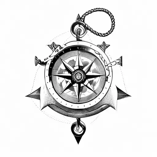 mountains, nautical compass, anchor, Si vis pacem, para bellum  tattoo design idea