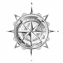 mountains, nautical compass and Anchor tattoo design idea