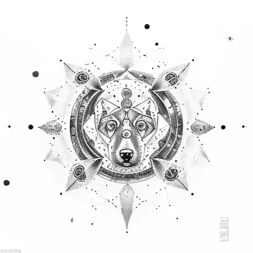 A cosmic balance symbol with constellations resembling dogs tattoo design idea
