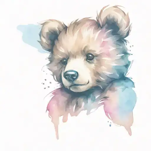 brown and pink teddy bear tattoo design idea