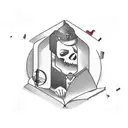 A bookshelf filled with crime novels and a mysterious key tattoo design idea