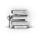 A bookshelf filled with crime novels and a mysterious key tattoo design idea