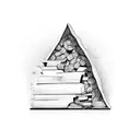 A bookshelf filled with crime novels and a mysterious key tattoo design idea