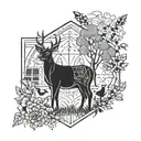 A geometric pattern incorporating all the favorite animals in a farm setting tattoo design idea