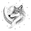 Howling wolf with moon and stars tattoo design idea