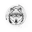 Howling wolf with moon and stars tattoo design idea