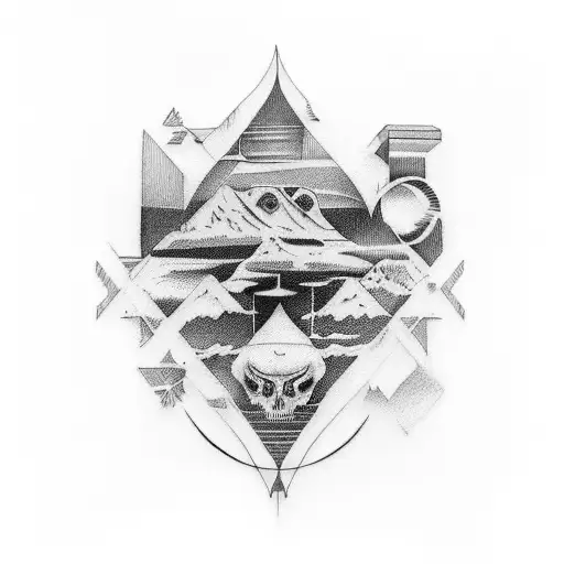 Design a tattoo that combines elements from Arctic Monkeys album covers and iconic scenes from Lars von Trier movies tattoo design idea