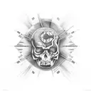 Design a tattoo that combines elements from Arctic Monkeys album covers and iconic scenes from Lars von Trier movies tattoo design idea