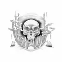 Design a tattoo that combines elements from Arctic Monkeys album covers and iconic scenes from Lars von Trier movies tattoo design idea