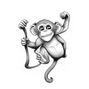 cute little monkey hand sketch silhouette no realistic  tattoo design idea