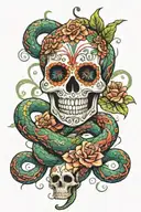 sugar skull and snake tattoo design idea