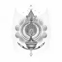 chalice with fire fine line and with a jain om on the chalice tattoo design idea