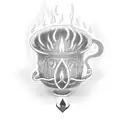 chalice with fire fine line and with a jain om on the chalice tattoo design idea