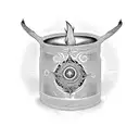 chalice with fire fine line and with a jain om on the chalice tattoo design idea