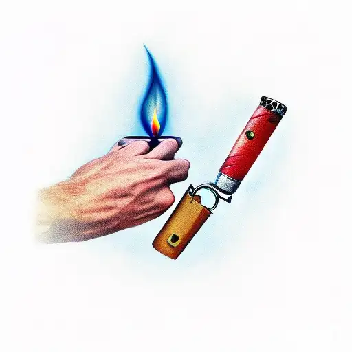 holding a lighter to a photo tattoo design idea
