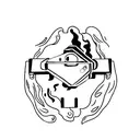 empty polaroid photo on fire tattoo design idea