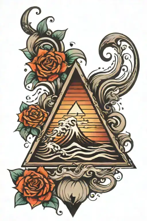 Wave in Triangle prism tattoo design idea