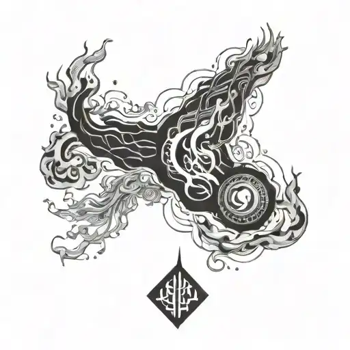 cybercigilism arm tattoo featuring elements fire flames tattoo design idea