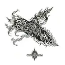 cybercigilism arm tattoo featuring elements fire flames tattoo design idea