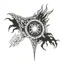 cybercigilism arm tattoo featuring elements fire flames tattoo design idea