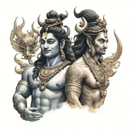shiva nama and vishnu nama tattoo design idea