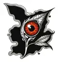 weed leaf melting with a red eye inside representing a seed tattoo design idea