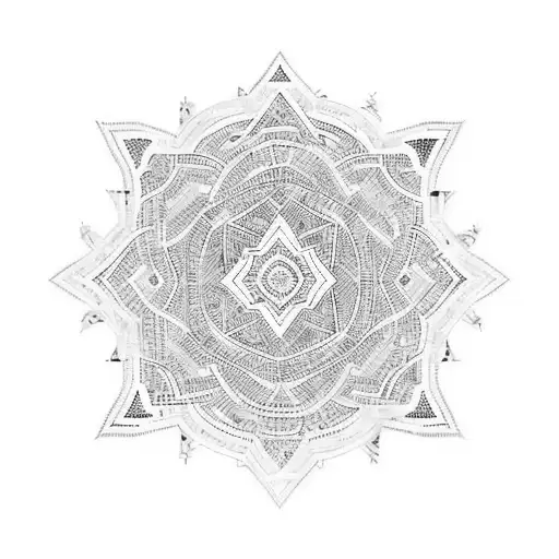 A mosaic-inspired geometric pattern incorporating Lebanese and Moroccan cultural symbols tattoo design idea