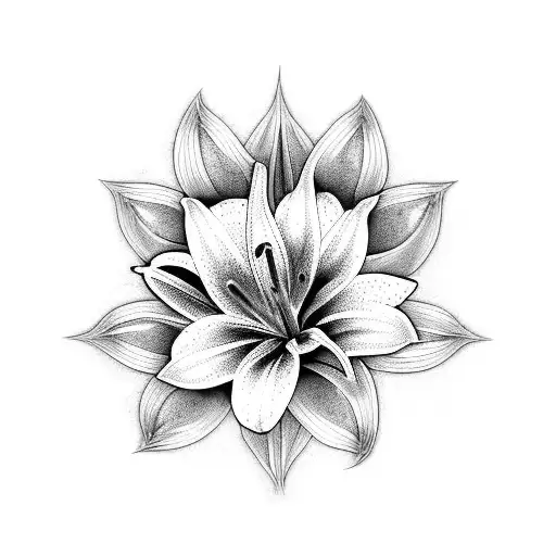 A bouquet of Lily, Daisy, and Dahlia flowers intertwined with vines tattoo design idea