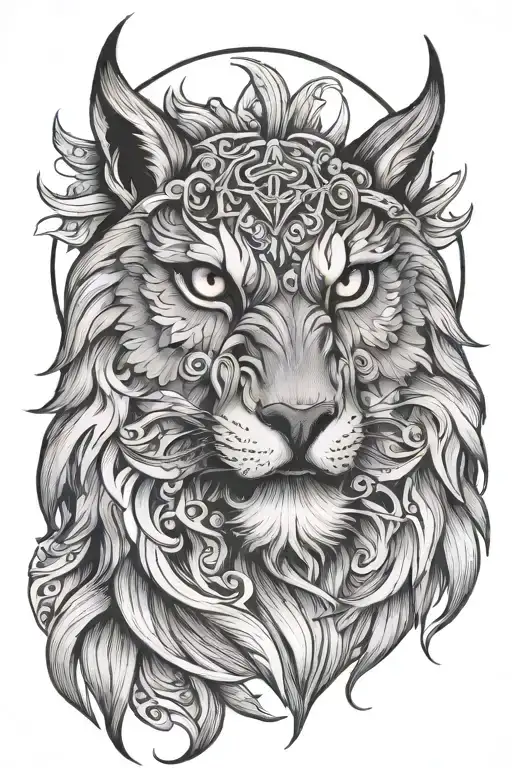 Owl Lion Wolf Head tattoo design idea