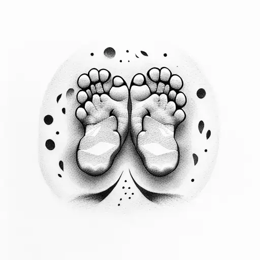 baby footprint and a gift box and an arc tattoo design idea