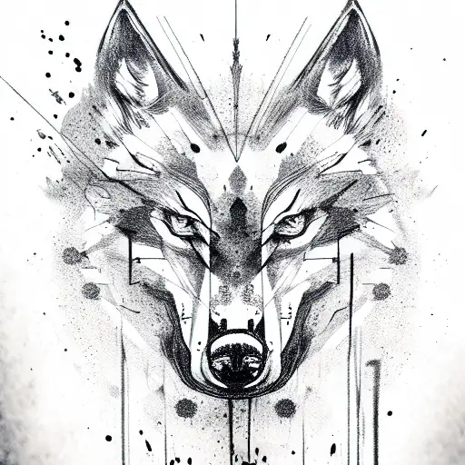 Wolf insane agressive painful tattoo design idea