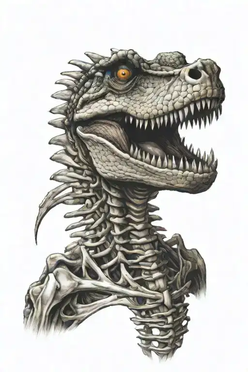scary crocodile skeleton inside tattoo design idea