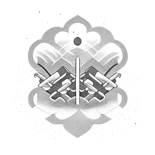 A weightlifting barbell transforming into a wave tattoo design idea