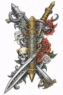 Sword going down the spine tattoo design idea