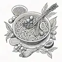 Beans Noodle Soup Figs Asparagus Tomatoes Vegetables tattoo design idea